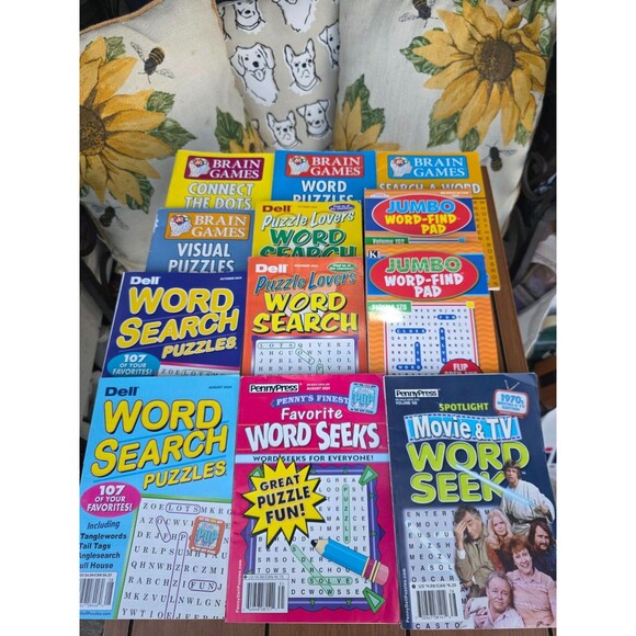 Other - Lot of 12 Word Search Puzzle Books Dell Penny Press Brain Games Jumbo Pads